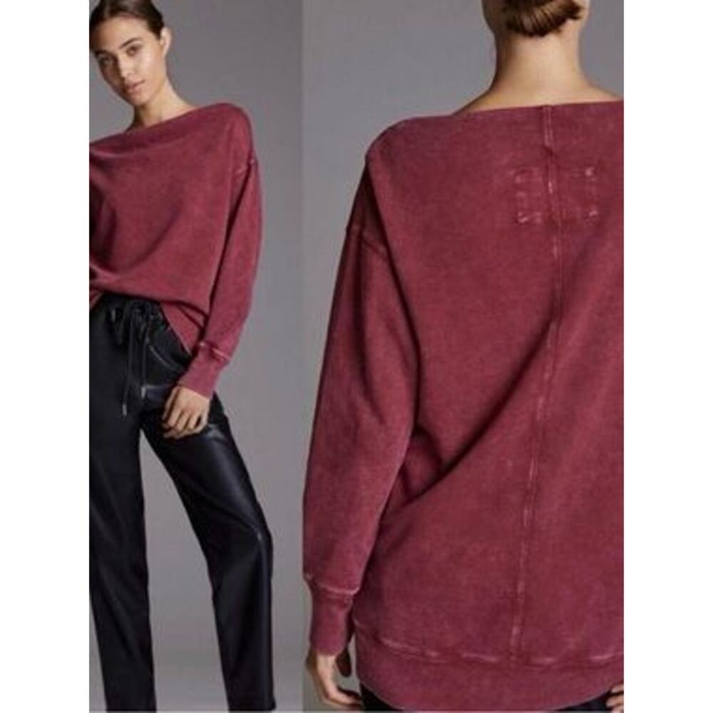 Pilcro Anthropologie Donna Boat Cowl Neck Burgundy Sweatshirt Medium Cozy